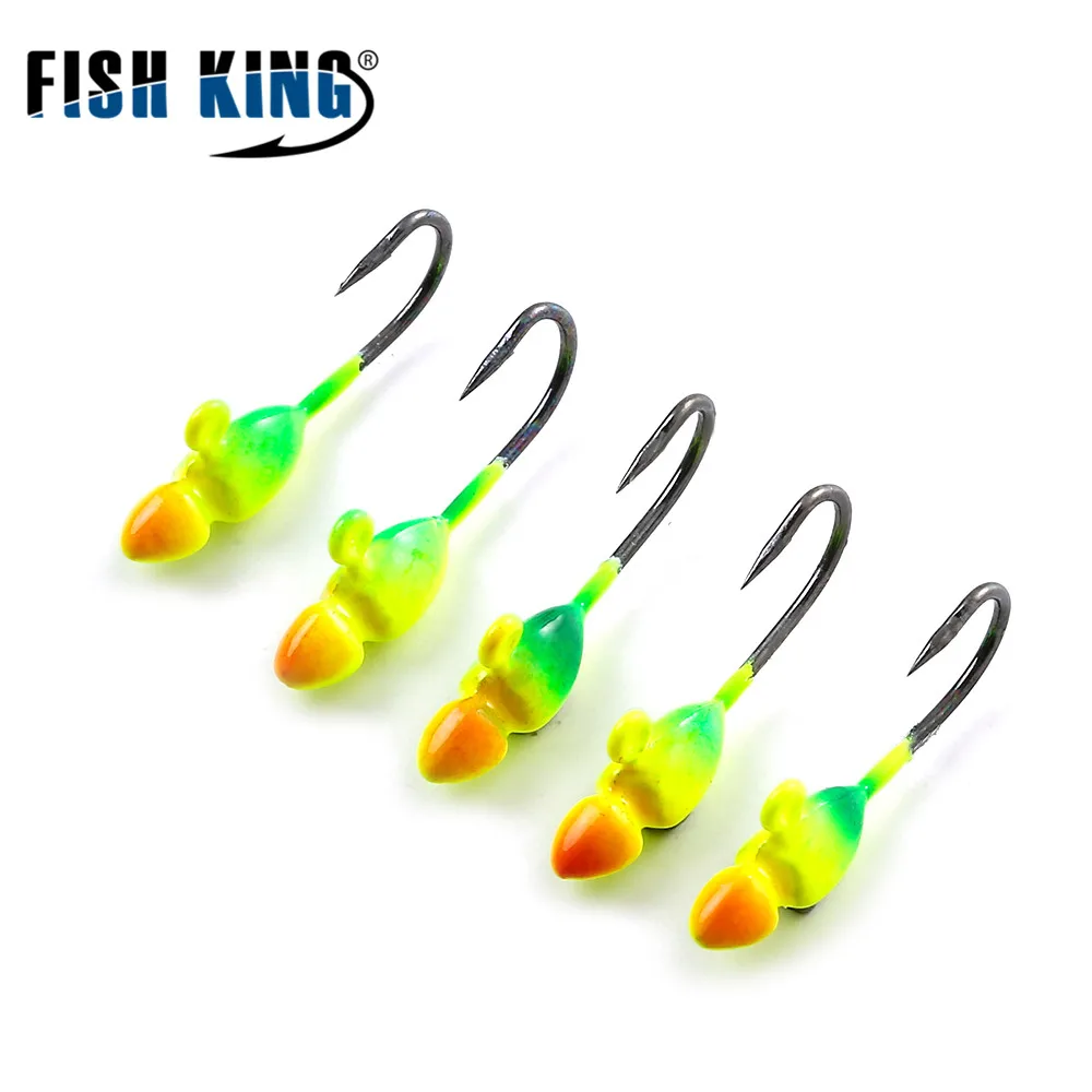 FISH KING Winter Ice Fishing Hook Lure Mini Metal Bait Fish 5Pcs 23mm/1