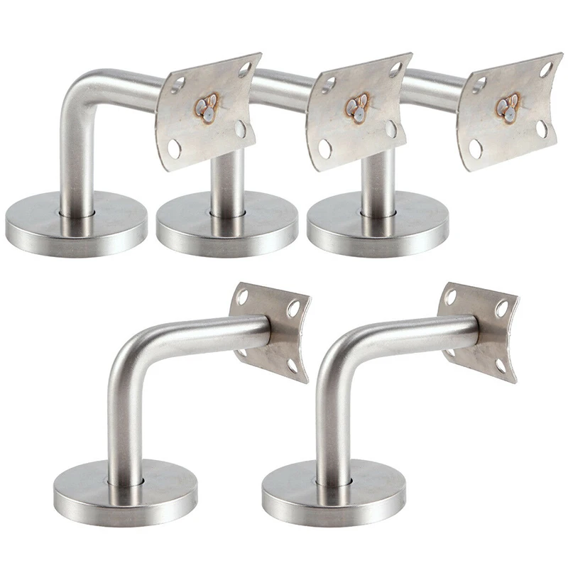 

5Pcs/Set L Type Handrail Stair Brackets Heavyweight Hand Rail Support Bannister Base Cap Silver Stainless Steel 1.2*6*6cm