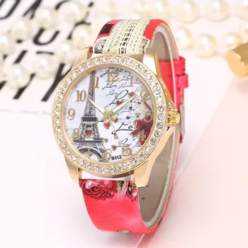 

NEW Eiffel Tower Women Ladies Watch Printed Belt Crystal Quartz Wristwatch чаы жнс reloj mujer zegarek damski saat montre femme