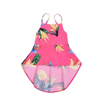 

2019 Kids Summer fashion Baby Girls Flower printed dress Princess Girls Sleeveless dresses Rose Red children clothes