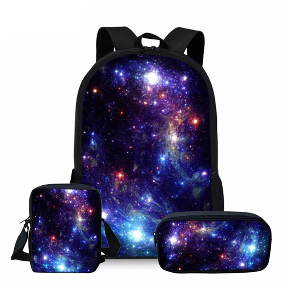 Polyester Backpack Universe School Bag for Boys Girls Children Bookbags Teenager