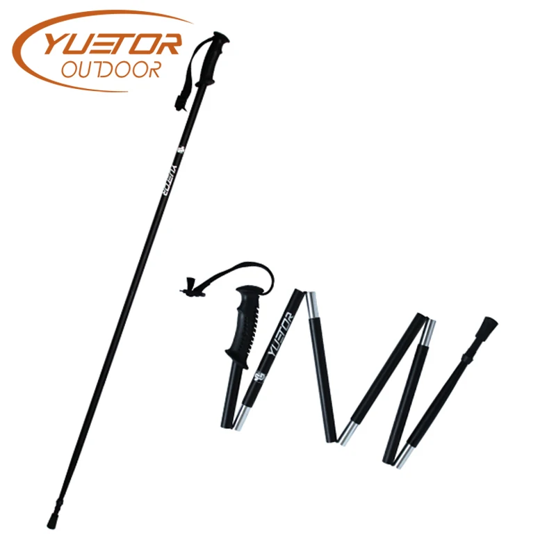 YUETOR OUTDOOR 6 section Folding Aluminum Trekking Poles Portable