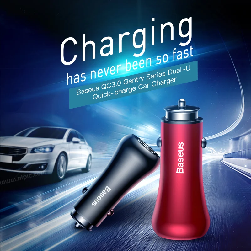 Baseus سريعة تهمة 3.0 شاحن سيارة 2 ميناء QC3.0 سريع شاحن المزدوج USB سيارة الهاتف المحمول شاحن آيفون X 8 سامسونج Baseus سريعة تهمة 3.0 شاحن سيارة 2 ميناء QC3.0 سريع شاحن المزدوج USB سيارة الهاتف المحمول شاحن آيفون X 8 سامسونج