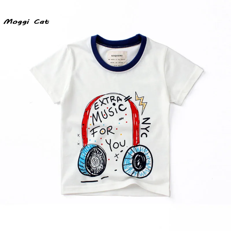 Moggi Cat Fashion Short Sleeves T-Shirts For Boys Girls Music T Shirt Kids Baby Girl Tops 3-7 Years Design Cotton T shirt (2)