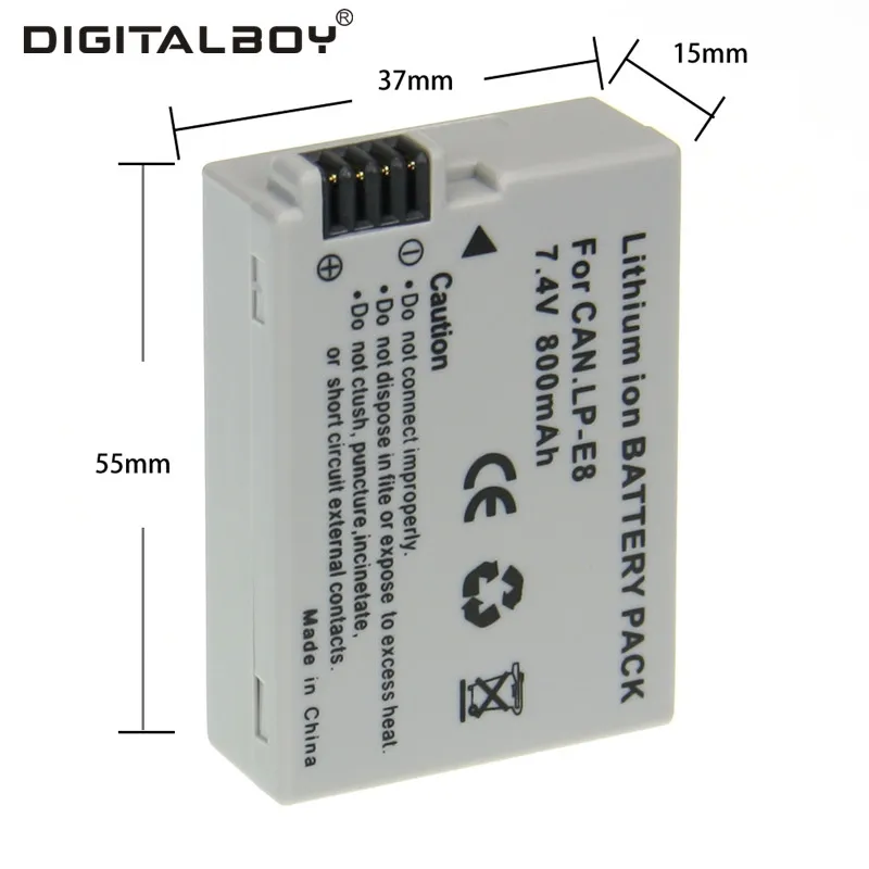 Lowest Price Digital Boy 3pcs/lot  Li-ion Battery 800mah 7.4V Camera Battery For Canon EOS Kiss X4 EOS Rebel T2i EOS 550D 600D Bateria