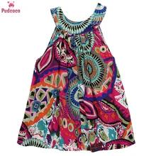 Pudcoco/Детские платья для маленьких девочек вечерние мини-платья без рукавов с цветочным принтом для маленьких девочек от 3 до 7 лет