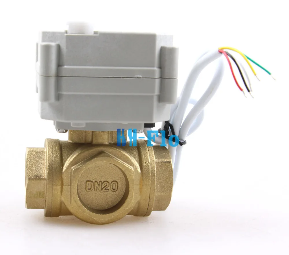 Автоматический возврат 3-х полосная 12 V/24 V AC/DC 1/" до 1" моторизованный шаровой кран из латуни