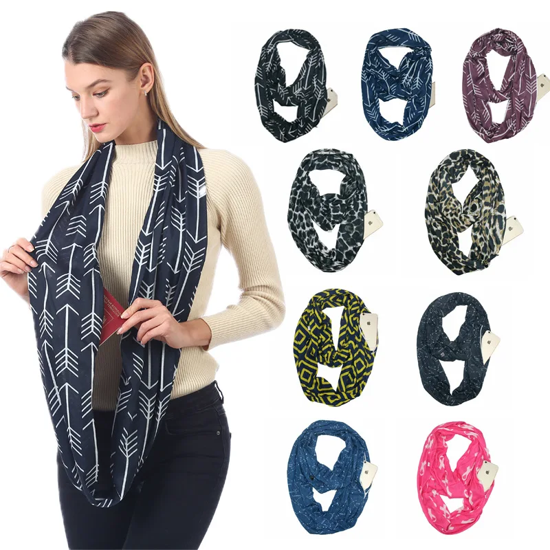 Портативный дизайнерский женский зимний шарф-трансформер Бесконечность с карманом петля на молнии шарф с карманом галстук из полиэстера LL181208