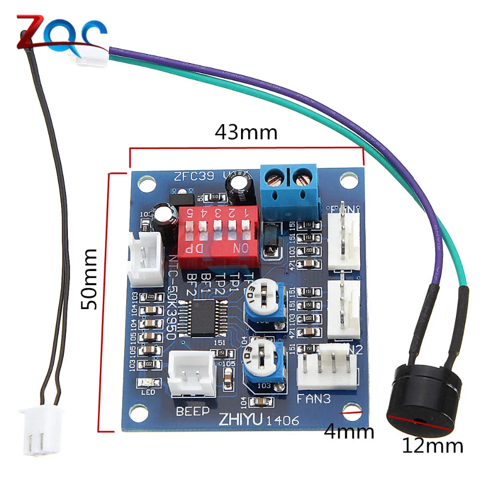 DC 12V 5A PWM PC Вентилятор, температурный регулятор скорости, модуль cpu, высокая температура, сигнал тревоги с гудением, зонд для Arduino, радиатор