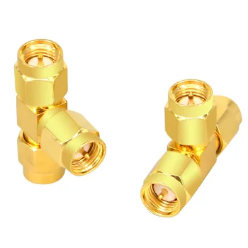 

100 Pieces RF Coaxial Coax Adapter SMA Male to Two SMA male Triple T RF Adapter Connector 3 way