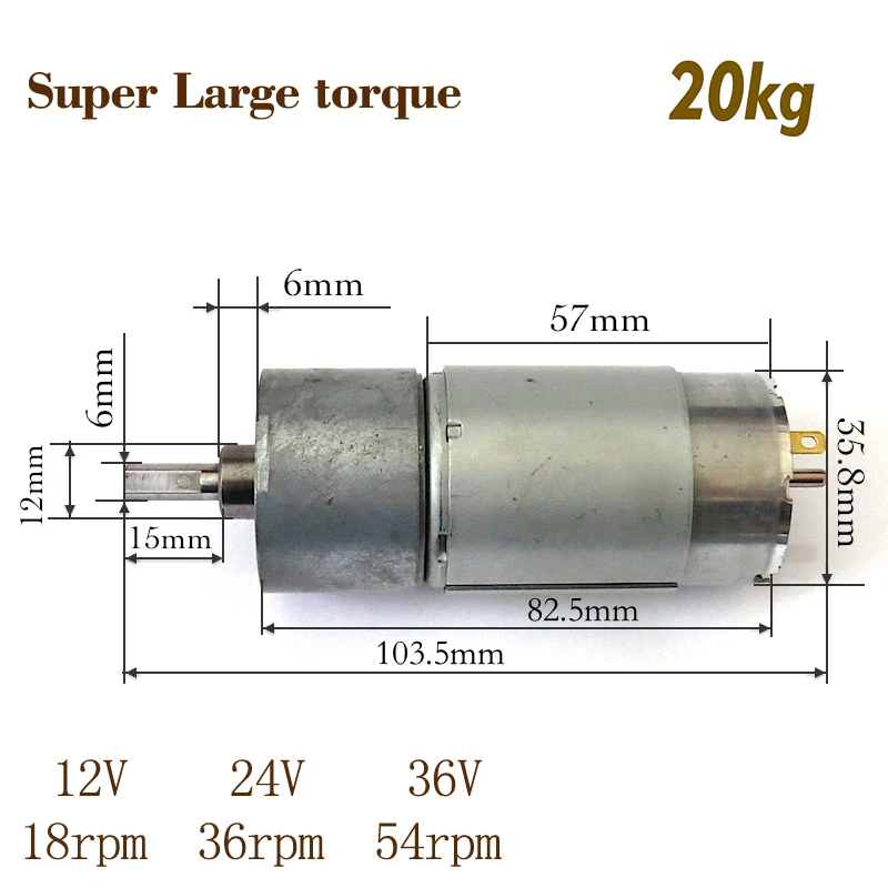 Super Large torque Motor DC 12V,24V,36V 18~54rpm DC deceleration motor,All kinds of DIY small car,robot ect. large torque high power motor 775 dc motor 12v 300w 18500 rpm diy