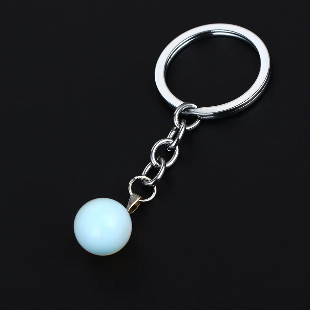 

Fashion Opal Ball Shape Natural Stone Quartz Key Chain Key Ring Family Best Friend Charm Keychain Women Keyring Jewelry Gifts