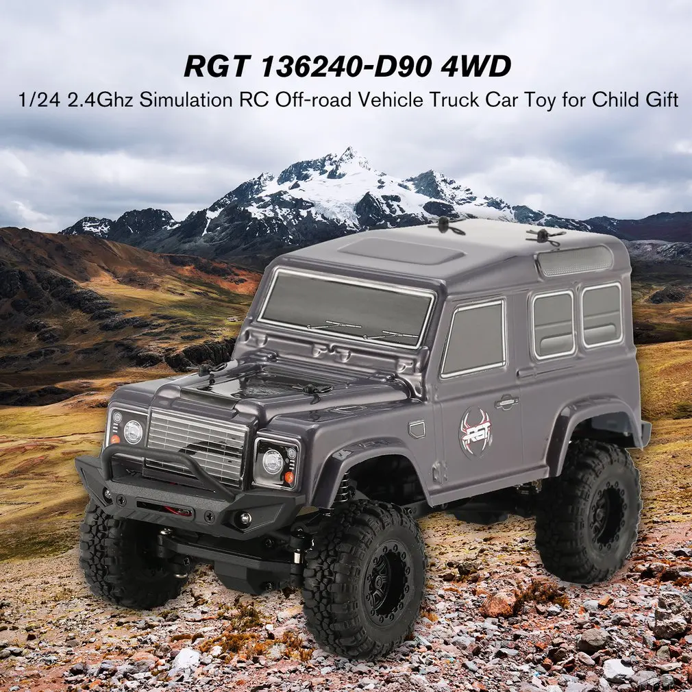 

HOT RGT 136240-D90 1/24 2.4Ghz Remote Control Crawler Electric Simulation RC Off-road Vehicle Truck Car Toy for Child Kids Gift