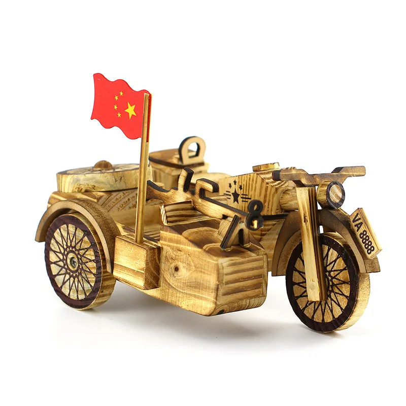 

Wooden Crafts Three-wheeled Motorcycle Ornaments Home Office Decor Handmade Motorbike Figurines Children Toy Christmas Gifts