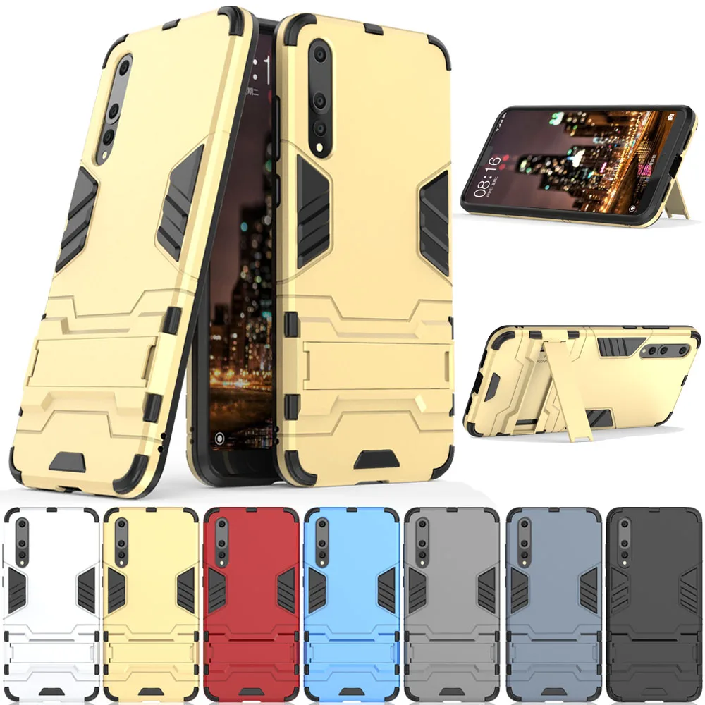 Dual Layer Tank Hybrid Armor Case For Huawei P20 Pro With Kickstand Anti Scratch Impact Protective Back Cover |