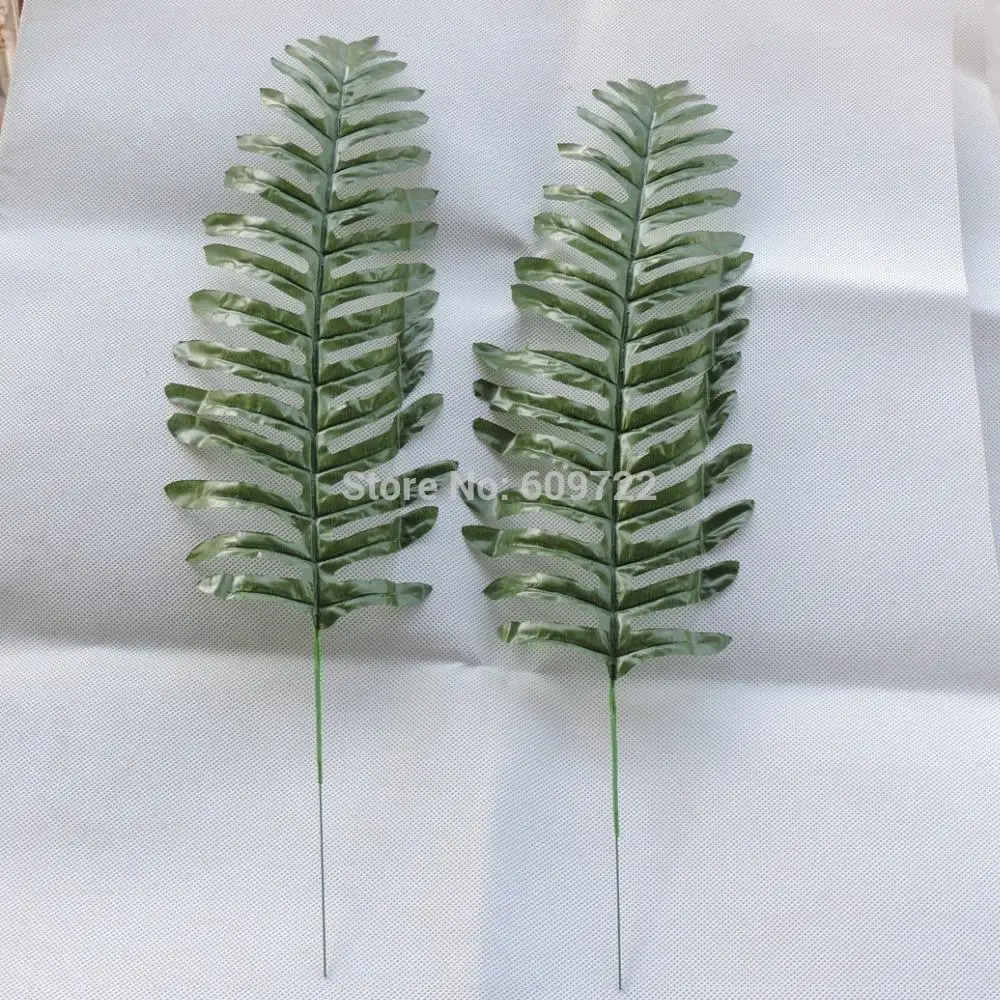

New 50pcs Stamen 49cm Fabric Wedding Home Decor DIY Artificial Palm Tree Plant Leaf Branches Fake Foliage Green FL5064