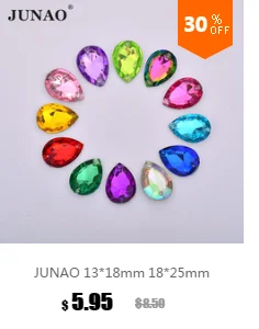 JUNAO 18*25 мм шитье смешанных цветов Большой размер Стразы в виде капли прозрачные большие стразы аппликации с плоской задней частью акриловый кристаллический камень для DIY