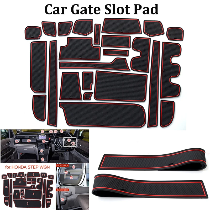 

Car Interior Cup Mat Door Gate Slot Pad Storage Box Mat Stickers Covers Accessories 24pcs/set for HONDA STEP WGN car styling