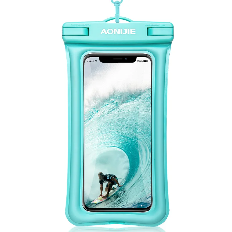 AONIJIE мобильный водонепроницаемый чехол для телефона плавучий чехол для телефона сухой мешок чехол для речного треккинга плавательный пляж дайвинг дрейфующий - Цвет: Светло-зеленый