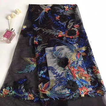 

Embroidered tulle lace fabric, pearl lace applique fabric wedding, African 3D flower lace fabric high quality T31171