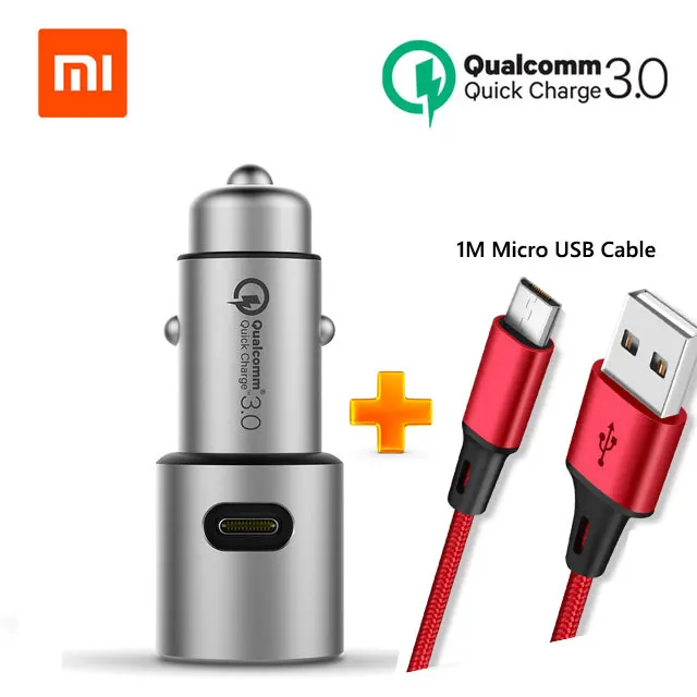 36W add micro usb Крепление для спортивной камеры Xiao mi автомобиля Зарядное устройство mi быстрой зарядки 18 Вт QC 3,0 Dual USB макс 36W 5 V/3A 9V 2A металлический бампер для iPhone samsung huawei oppo vivo - Тип штекера: 36W add micro usb