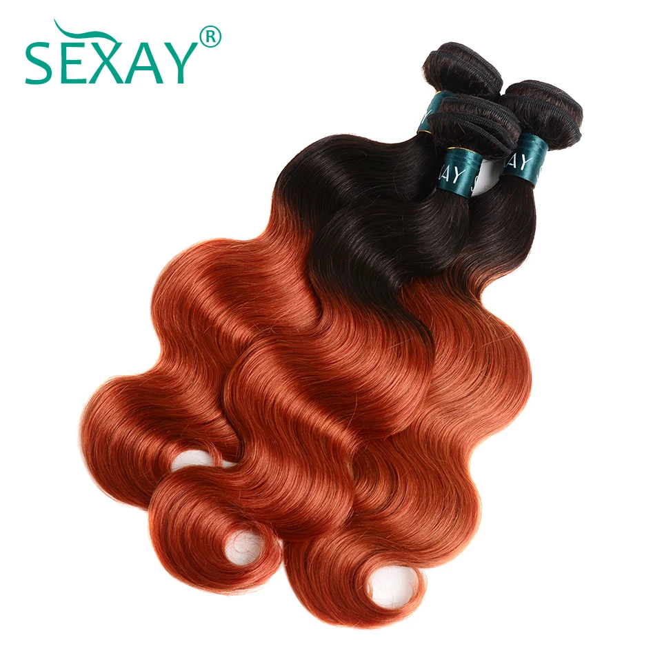 Sexay Pre-Colored Brazilian Human Hair Weave Two Tone T1B/350 Golden Blonde Brazilian Body Wave Hair Bundle Black Friday Sale brazilian-body-wave-hair-bundles