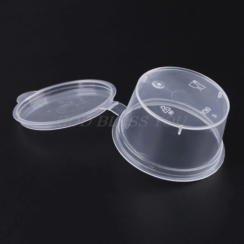10 шт одноразовые прозрачные пластиковые чашки для соуса, чаши для хранения слизи, контейнер с крышками 30 мл