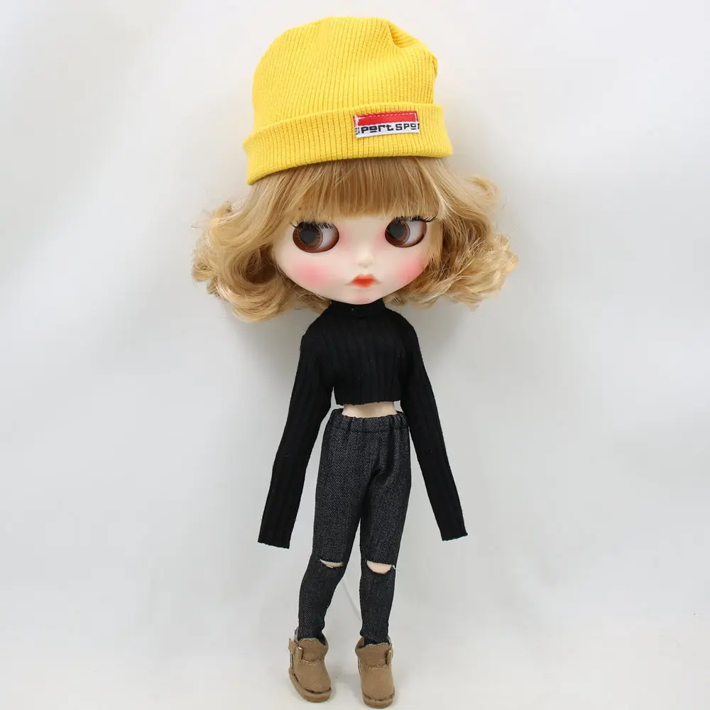 Одежда для Blyth doll, черный укороченный топ и штаны со шляпой, 1/6 ICY, Jessi five, Jerry Berry, Pullip