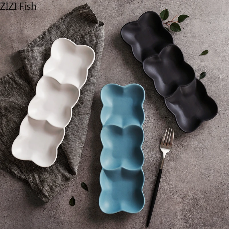 

White Ceramic Fruit Tray Rectangular Shape Platter European Style Home Decoration Snacks / Salad / Dried Fruit Platter