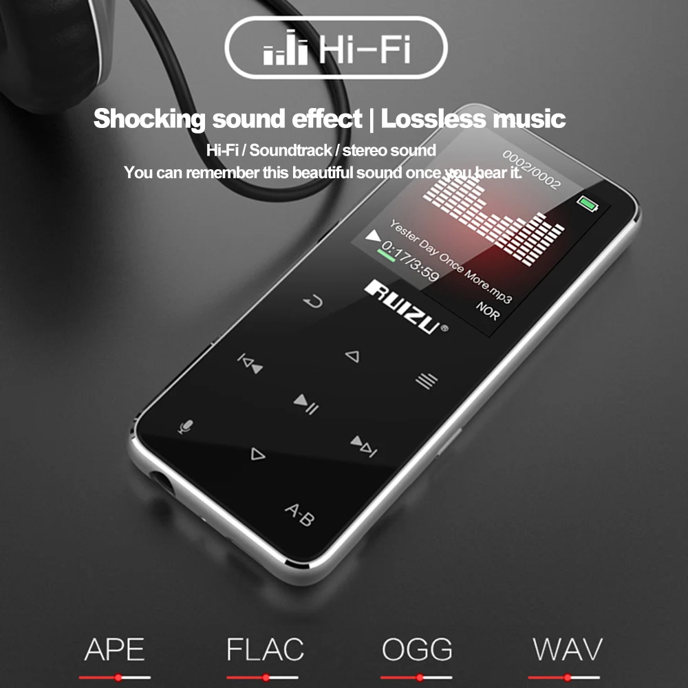 MP4 плеер RUIZU X16 8 ГБ Bluetooth колонка экран 1 дюйма FM радио электронная книга чтение TF