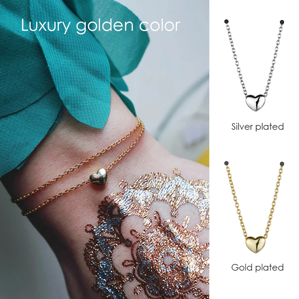 e-Manco Heart 925 Sterling Silver Choker Necklace Gold-plated Simple and Romantic Fine Jewelry Valentine's Gift for Women