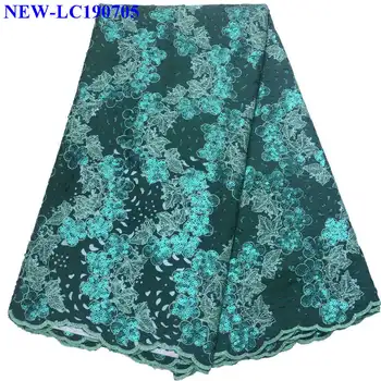 

Luxury African White Lace Fabric High Quality embroidered sequins Lace Fabric Embroidered french tulle lace fabrics GFD02