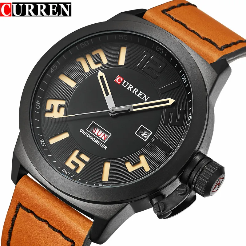 

CURREN Watch Men Military Sport Brand Watches 2017 Fashion Waterproof Leather Strap Men's Quartz Wrist Watches Relogio Masculino