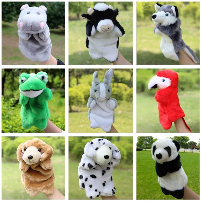 Plush Hand Puppets For Kids Rabbit Panda Cow Frog Doll Stuffed Toy Doll