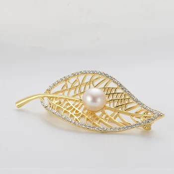 

gNpearl White Freshwater Pearls Brooch 12-13mm natural Elegance pearl Brooch Sweater jewelry For Women Gift Suit