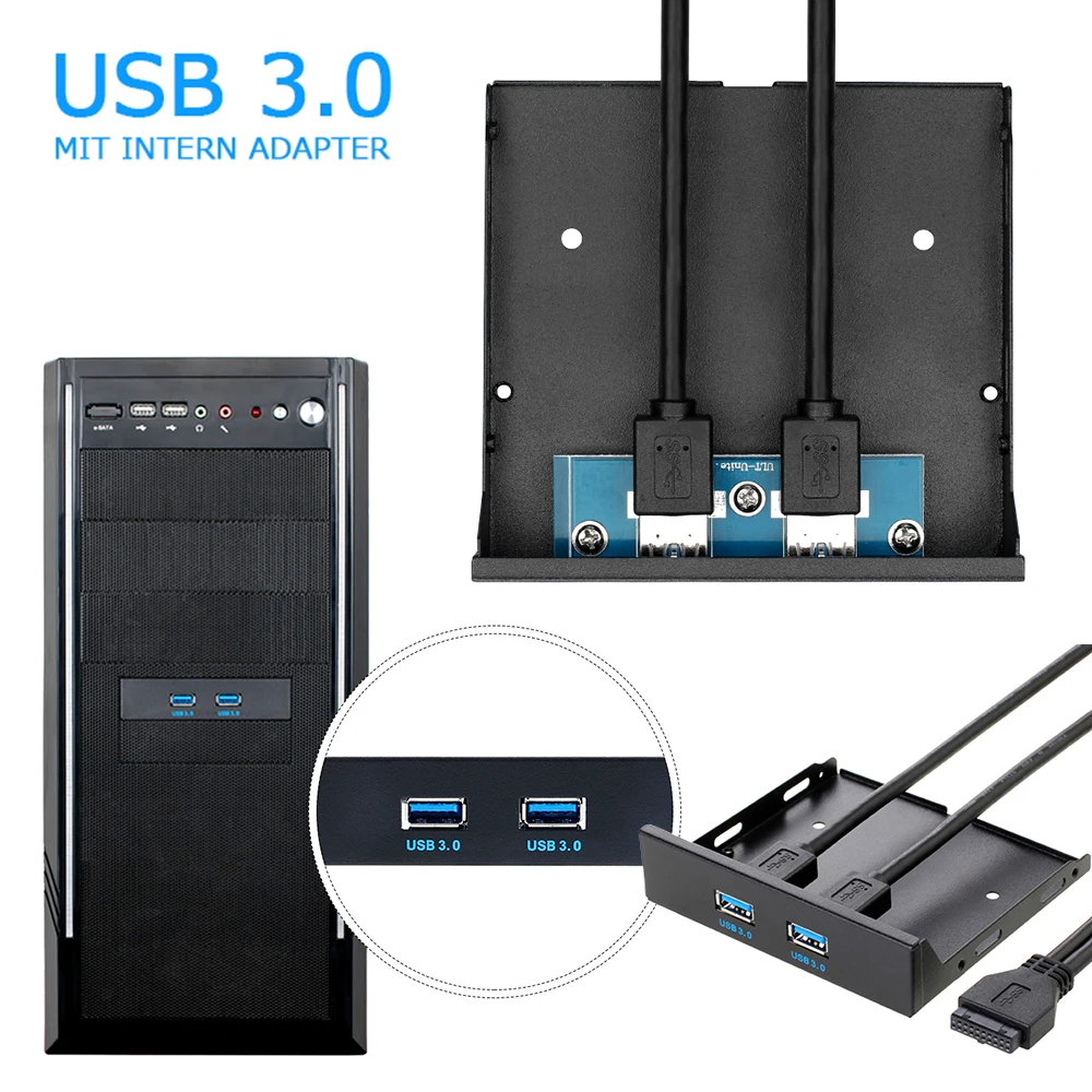 عالية السرعة 20Pin 2 ميناء USB3.0 محور USB 3.0 اللوحة الأمامية مهائي كابلات البلاستيك قوس للكمبيوتر سطح المكتب 3.5 بوصة مرن خليج