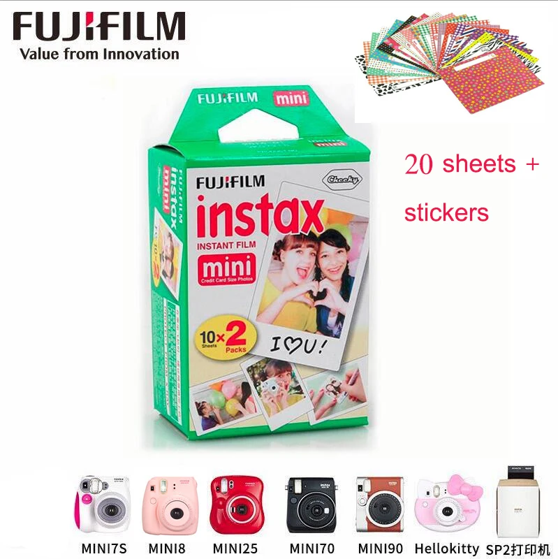Белая пленка Fuji 20 листов оригинальная Fujifilm Instax для камеры polaroid Mini 7s 8 10 25 30 50s 90
