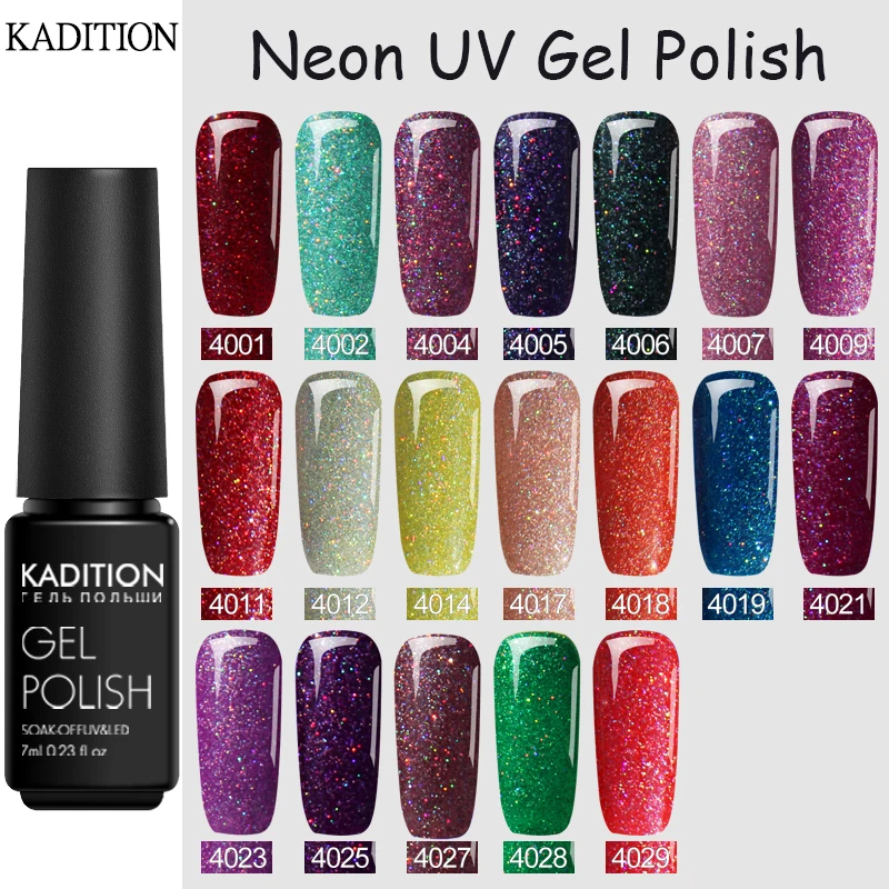 

KADITION Nail Gel Sequin Starry Sky Rainbow Glitter Semi Permanant Uv Neon Nail Gel Polish Varnish for Manicure Lucky Lacquer