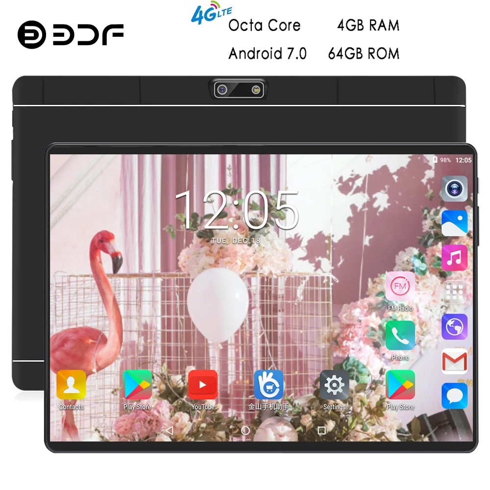 

Russian Warehouse Ship BDF 10 Inch Android 7.0 Tablet Pc 4GB RAM+64GB ROM Mobile Phone Call Octa Core WiFi FM IPS 4G Tablets Pc