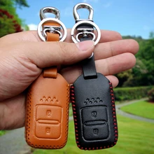 2 кнопки кожаный автомобильный чехол, держатель для ключа для honda Vezel city civic Джаз CRV Crider вариабельности сердечного ритма Fit освобождается смарт-ключ