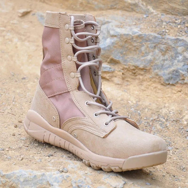 Big Size High Tube Shock Absorption Leather Desert Tactical Boots