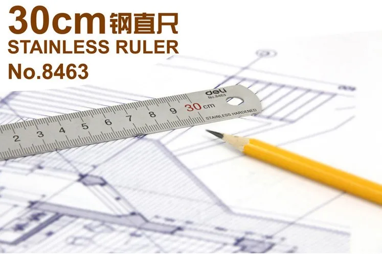 Двойная сторона Нержавеющая сталь 30 см 12 дюймов метрическая система мер линейка прямая Инструмент Офис Школа Студент инженерный чертёж