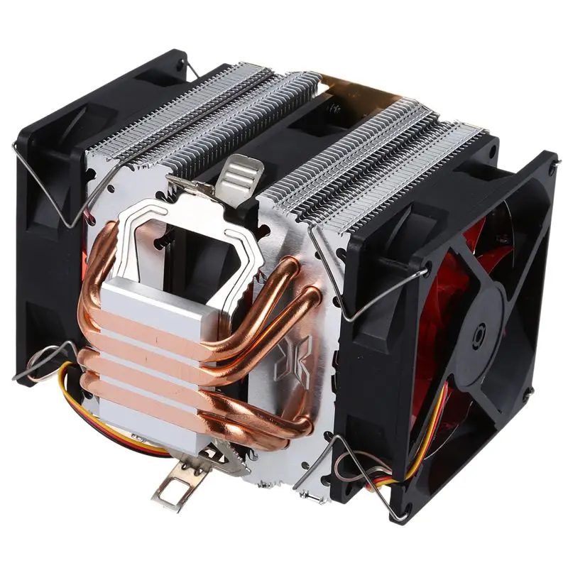 LANSHUO Чистая медь 4 тепловая труба для 1366 1155 775 Intel/AMD Многоплатформенный процессор радиатор 3 провода с светом три вентилятора (черный + крик