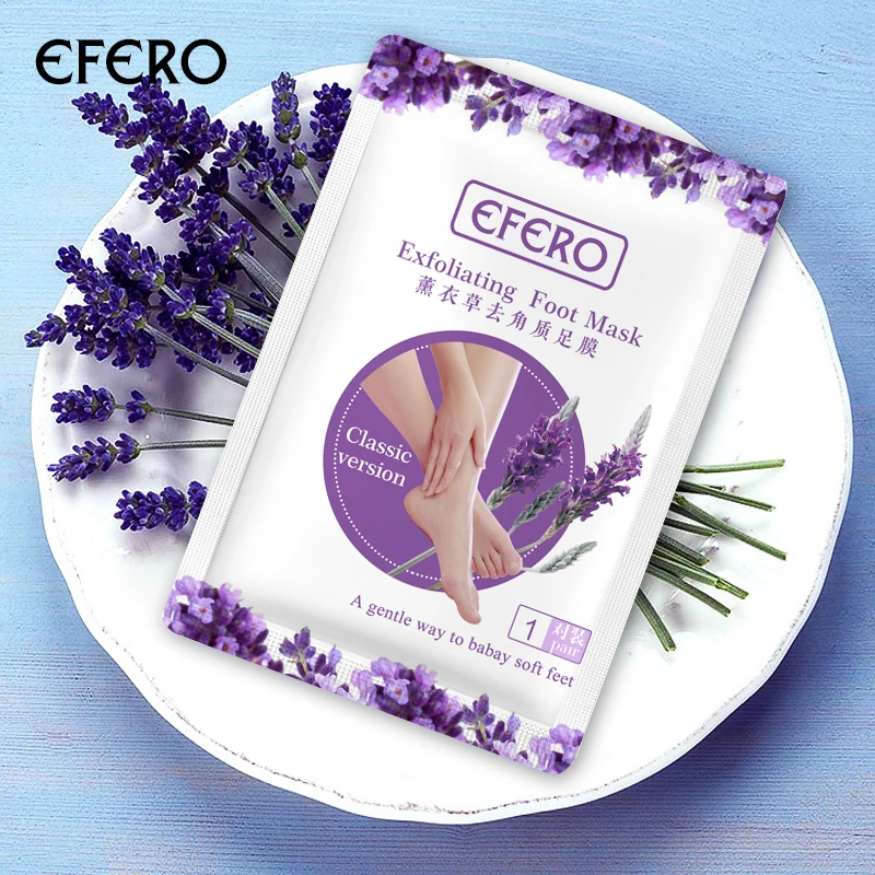 Efero 2 пары Отшелушивающий Средства ухода за кожей стоп маска педикюр Носки для девочек ног пилинг Маски для век Лаванда питают увлажняющий