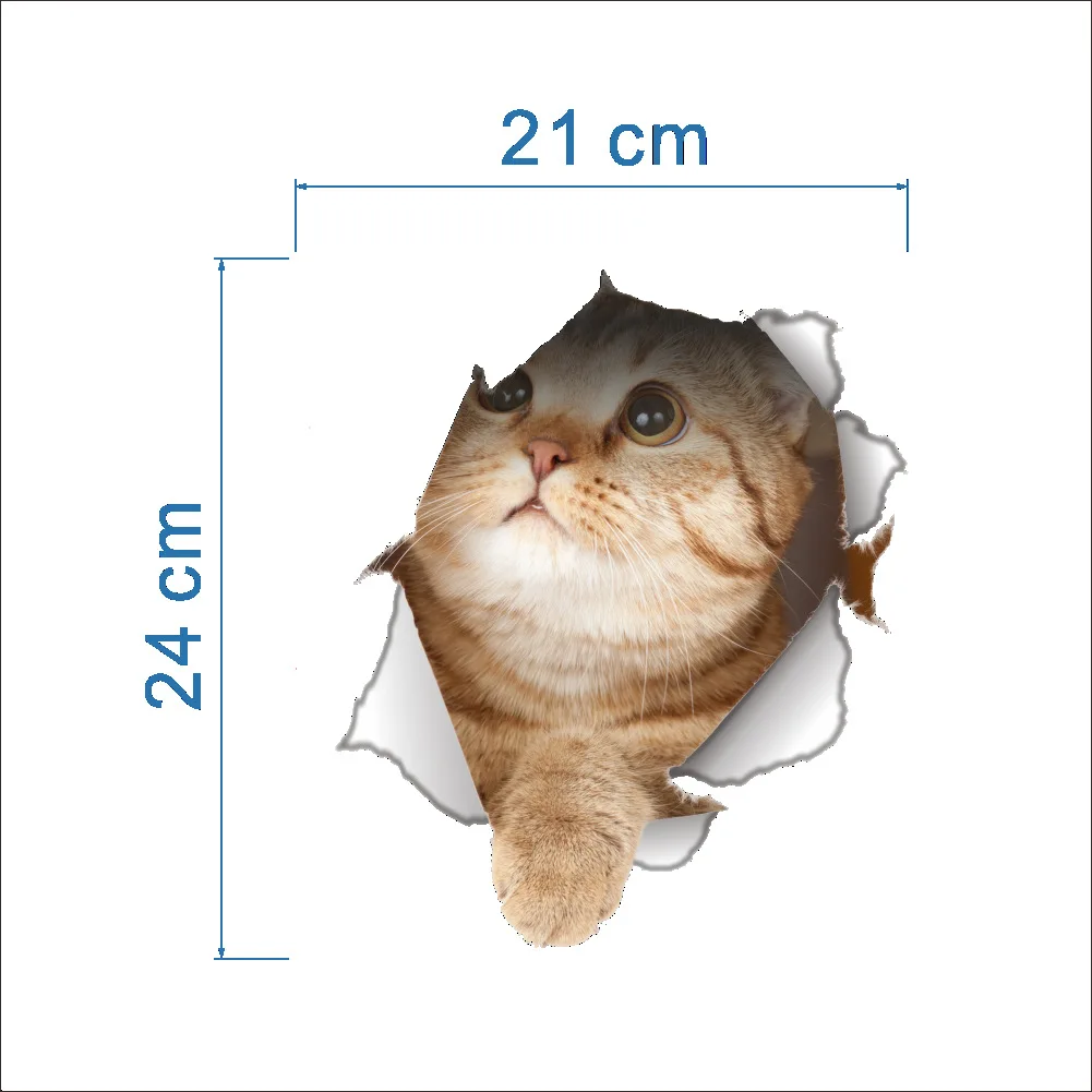 Водонепроницаемый кот собака 3D стикер на стену вид отверстия ванная комната туалет гостиная домашний декор наклейка плакат фон стикер на стену s