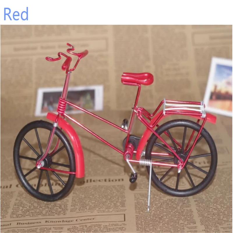 Креативный Ручной Работы Красочный велосипед DIY модельные металлические изделия мини украшение дома Сувенир подарки - Цвет: Красный