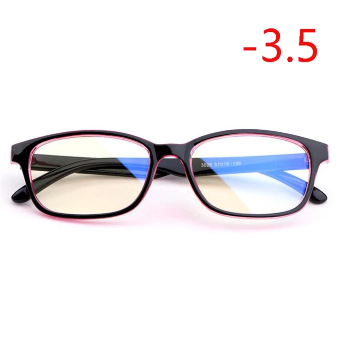 Анти-синий светильник для женщин и мужчин, очки для близорукости с градусом, Модный ПК синий светильник, блокирующие близорукие очки-1,0-1,5-2,0-4,0 - Цвет оправы: Myopia 350