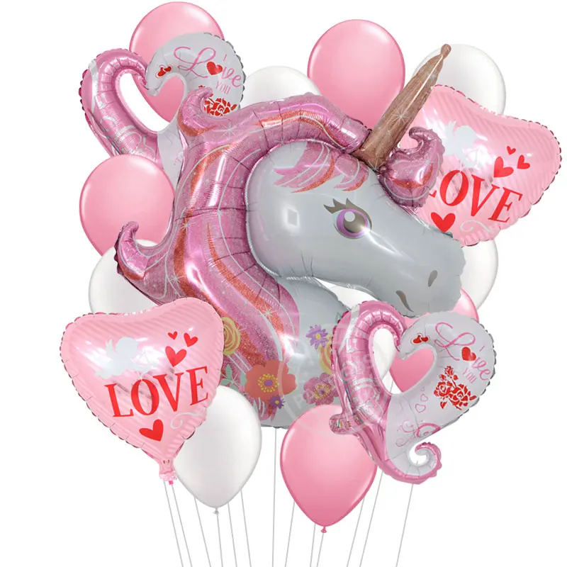 

17pcs Large 116cm Unicorn Balloons 18inch Heart Hook Heart 2.3g Latex Balloons Wedding Birthday Party Decoration Helium Globoes