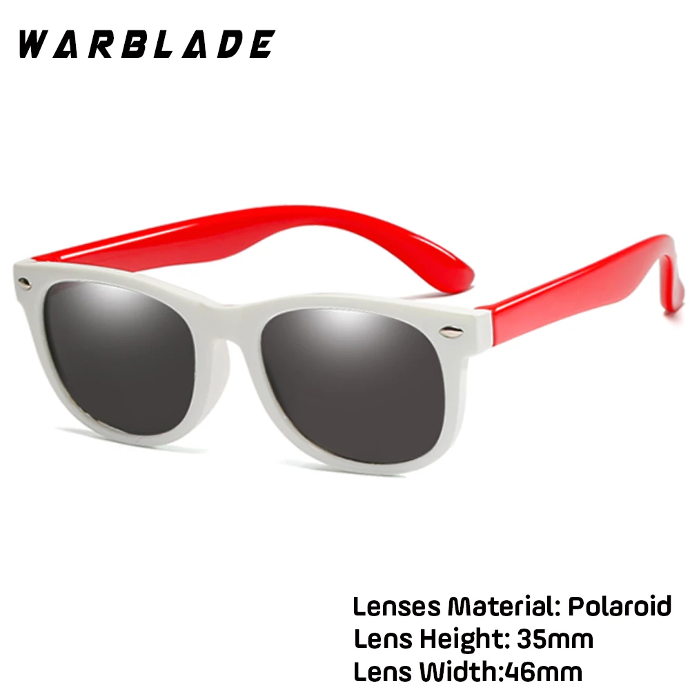 WarBLade Girls Sunglasses TR90 Silicone UV400 Child Baby Eyewear Kids Sun glasses Children Glasses Polarized Lenses Girls Boys - Цвет линз: white red