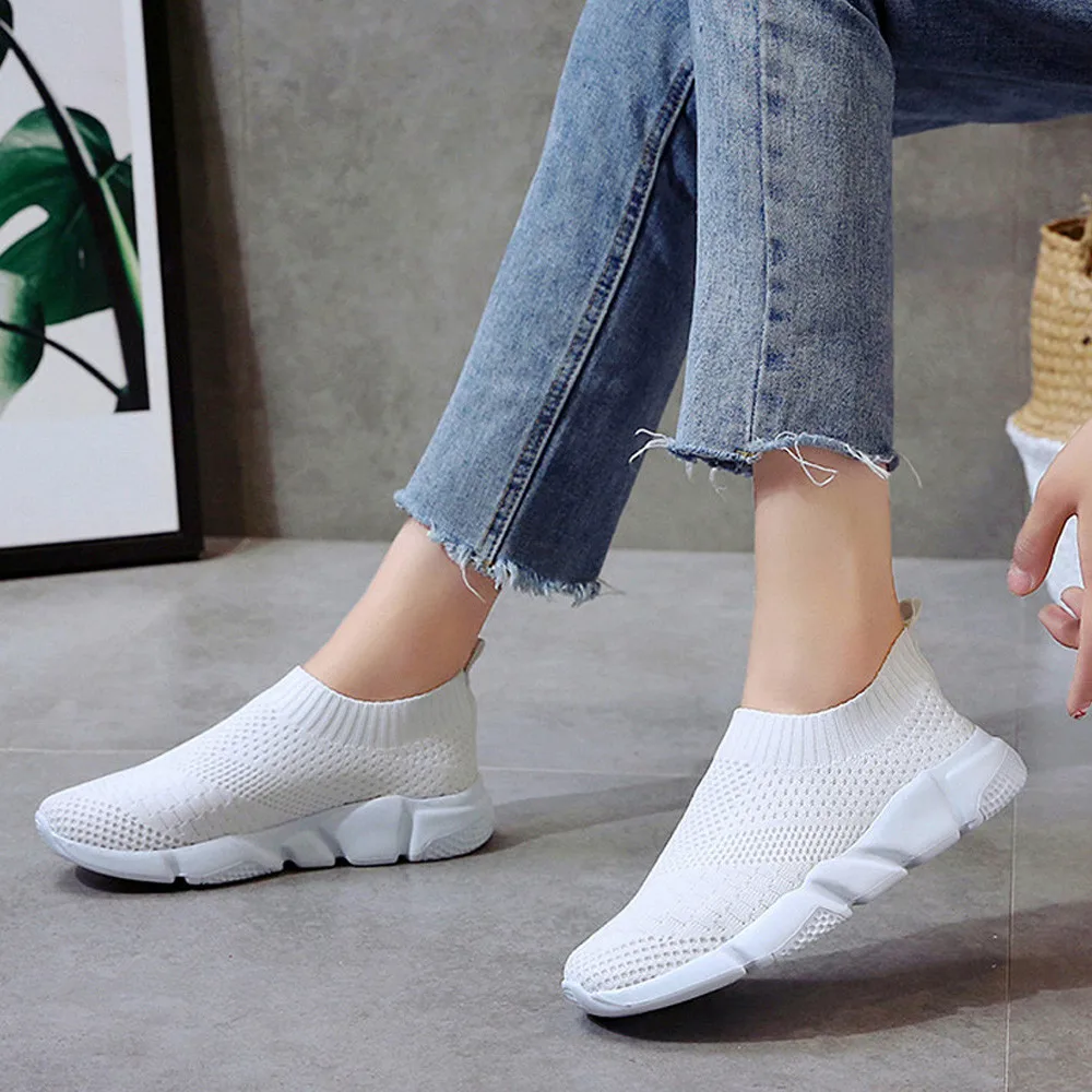 

Women Shoes Plus Size Women Vulcanize Shoes Fashion Slip On Sock Shoes Female Mesh black Sneakers Flat Casual Tenis Feminino #SE
